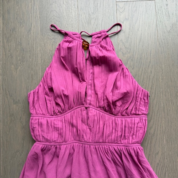 Simkhai Carli Plisse Halter Midi Dress Halter Opera Pink - Size 2 - Picture 6 of 10